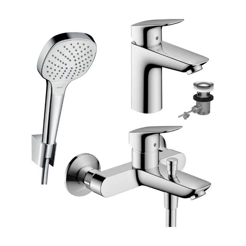 HANSGROHE Logis SET vaňový 3v1 vaňová batéria 714000 + umývadlová batéria 71101000 + vaňový set 26413400 , 355468