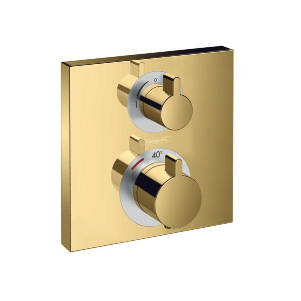Hansgrohe Ecostat Square termostatická batéria pre 2 spotrebiče k telesu pod omietku leštený vzhľad zlata, 15714990