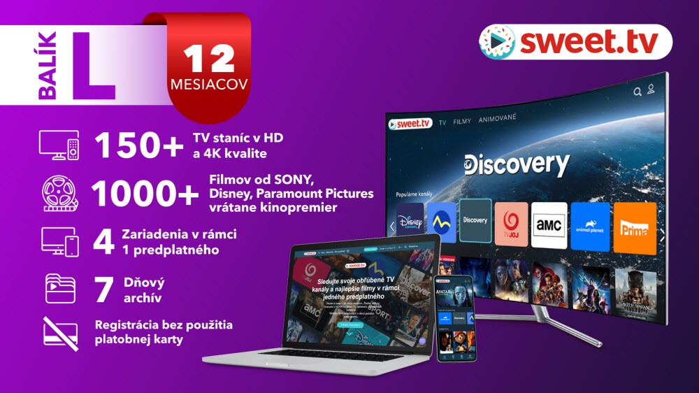 internetová TV SWEET TV Balíček L 12 mesiacov voucher