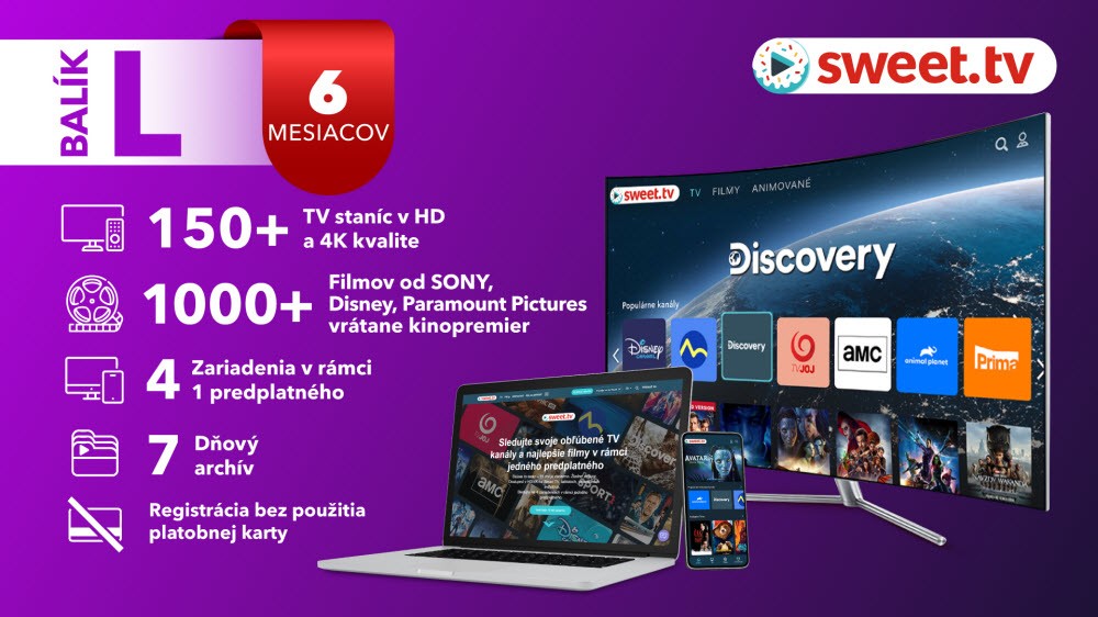 internetová TV SWEET TV Balíček L 6 mesiacov voucher