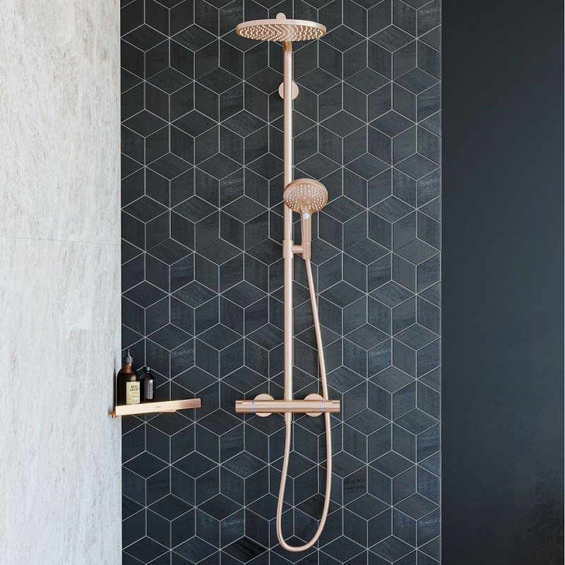 Hansgrohe Raindance Select S sprchový systém Showerpipe 240 s termostatom, 3 prúdy, kartáčovaný bronz, 27633140