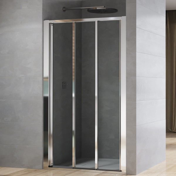 SANSWISS Arelia posuvné dvere 80 x 190cm, 3-dielne, strieborná leštená číre sklo s AquaPerle D20S30804007