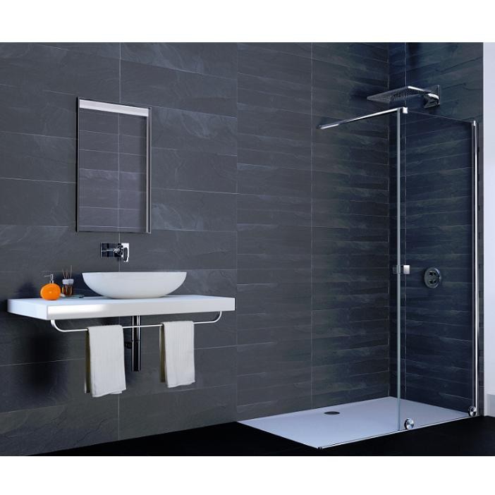 HÜPPE Xtensa Pure Walk-In sprchová stena 120 cm s posuvnými dverami, upevnenie vľavo, strieborná pololesklá, číre sklo s AntiPl