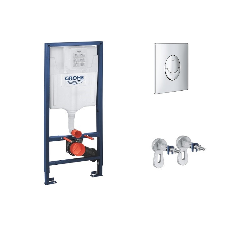Grohe Rapid SL - set 3v1 nádrž pre závesné WC, kotvenie do steny a tlačítko WC SKATE Air chróm 38528001SET