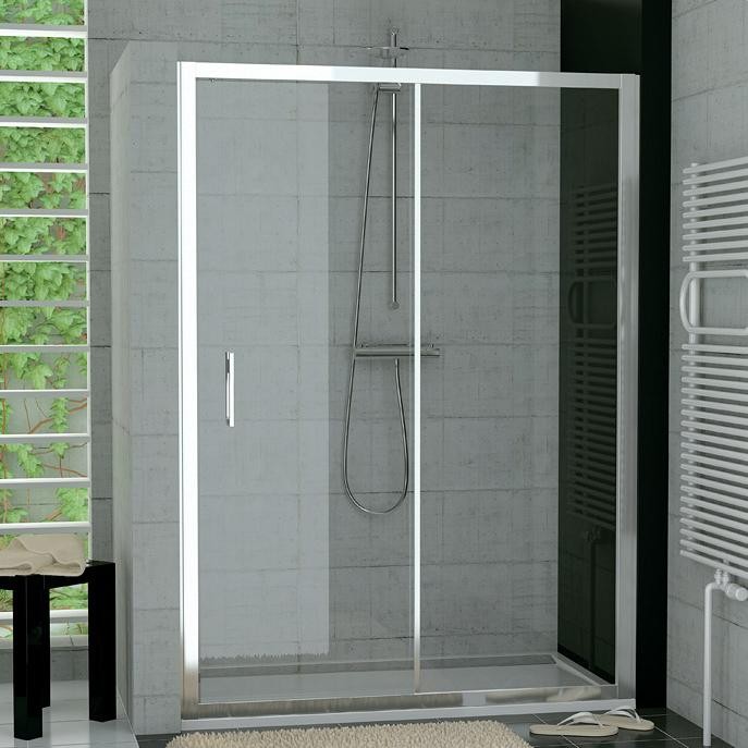 SANSWISS TOP-Line sprchové dvere posuvné 120cm 1-dielne s pevnou stenou aluchróm číre sklo s AquaPerle, TOPS212005007