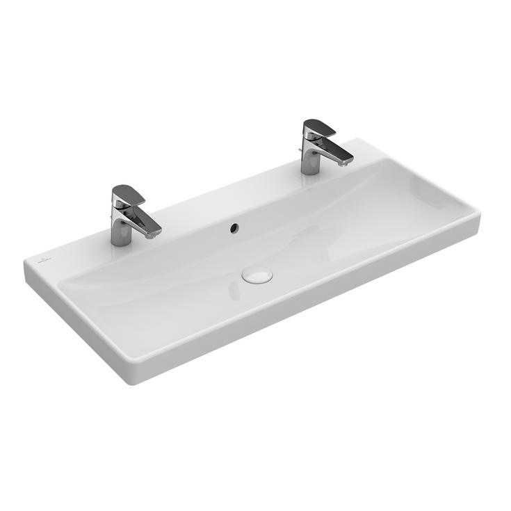 VILLEROY & BOCH Avento umývadlo 100 x 47 cm s 2-otvormi na batériu.s prepadom biele CeramicPlus, 4156A4R1