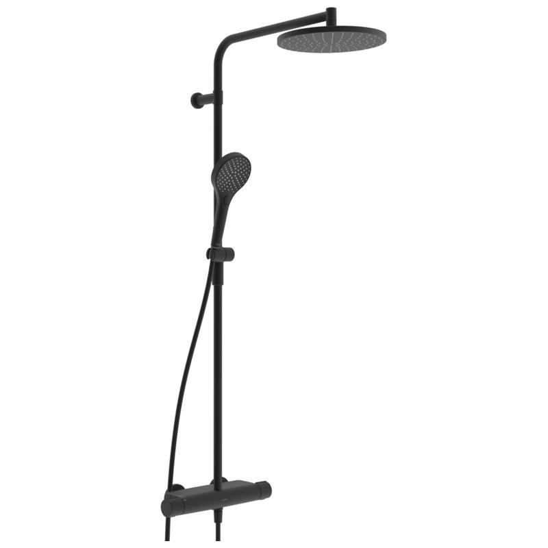 HANSA Viva systém sprchový s hlavovu sprchou 25 cm a ručnou sprchou 3jet matná čierna 6515920133