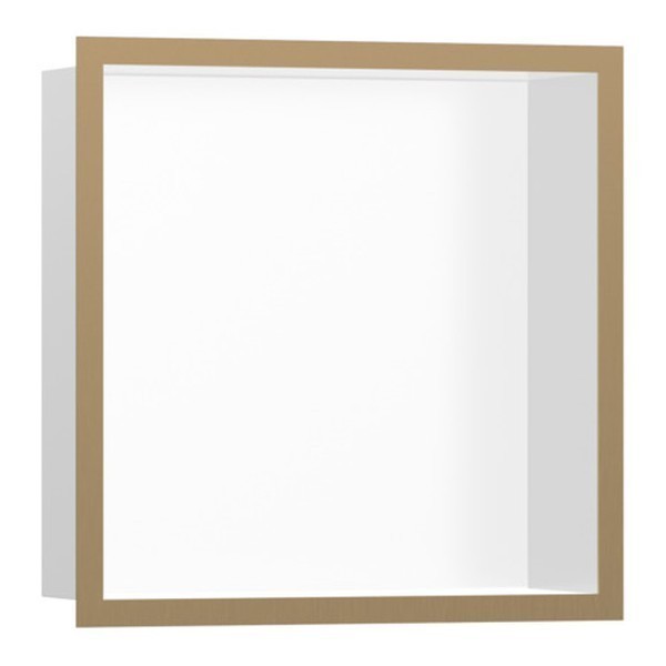 HANSGROHE XtraStoris Individual výklenok do steny matná biela s designovým rámom 300 x 300 x 100 mm kartáčovaný bronz 56099140