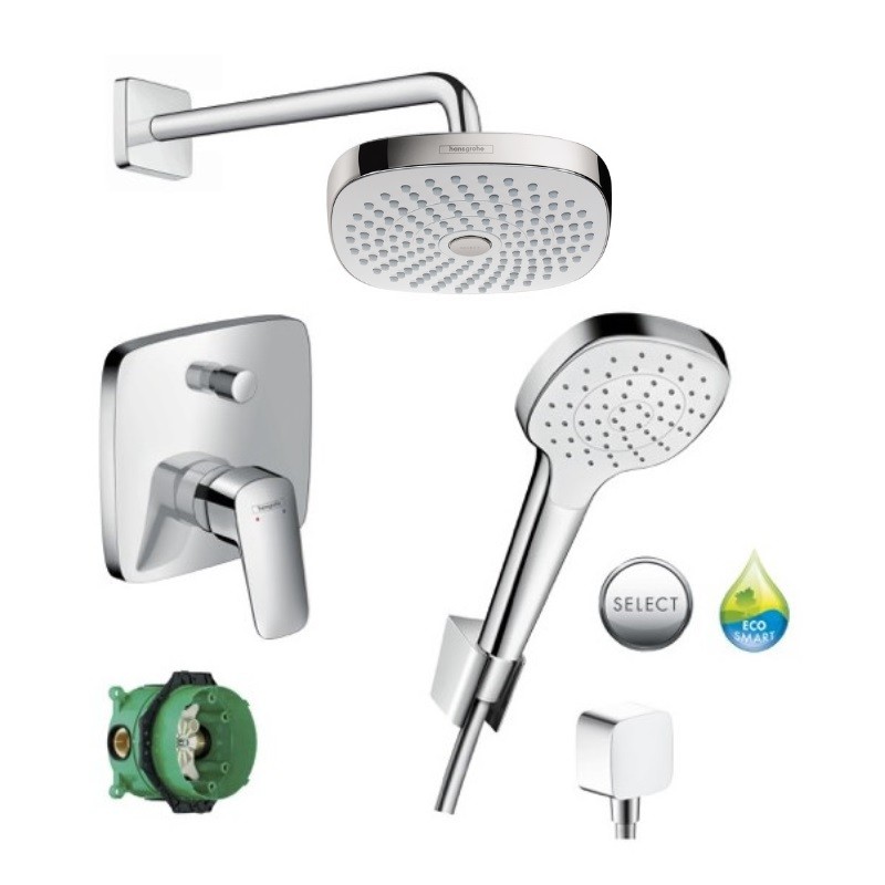 Hansgrohe Croma sprchová zostava s pákovu batériou pod omietku, SET 8v1, chróm/biela 386332SET
