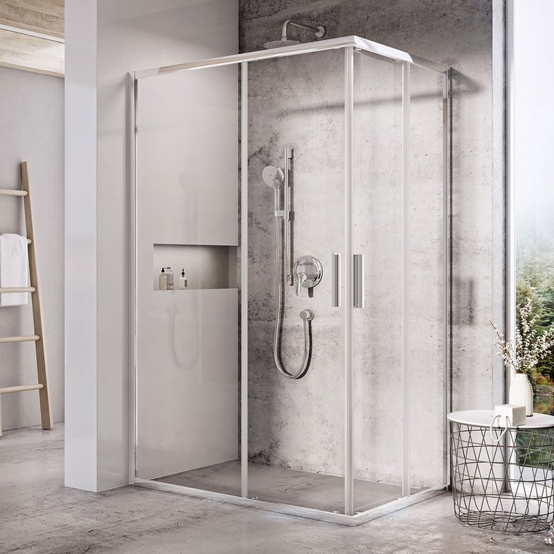 RAVAK Blix Slim sprchové dvere š.1000 mm, posuvné, 1 diel z 2, pre rohový vstup, bright alu+Transparent, X1XMA0C00Z1