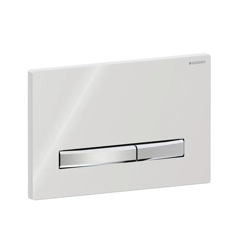 Geberit Sigma50 ovládacie tlačidlo WC, doska biela, tlačidlá chróm, 115.788.11.2