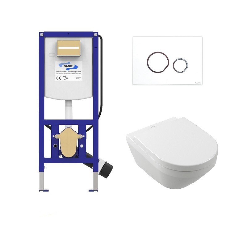 SANIT predstenový modul WC Ineo Plus + WC misa ARCHITECTURA TwistFlush (e3), sedátko SoftClose, tlačítko chróm lesklé