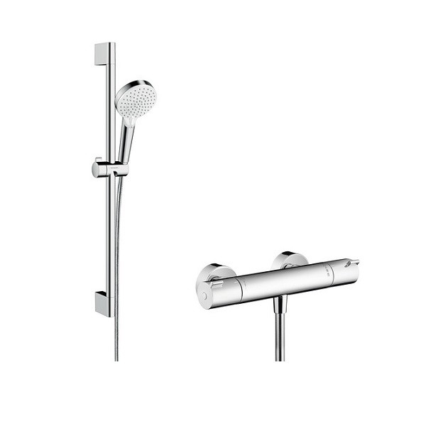 Hansgrohe Crometta sprchový set Vario s termostatom Ecostat 1001 CL, 2 prúdy, biela/chróm 27812400