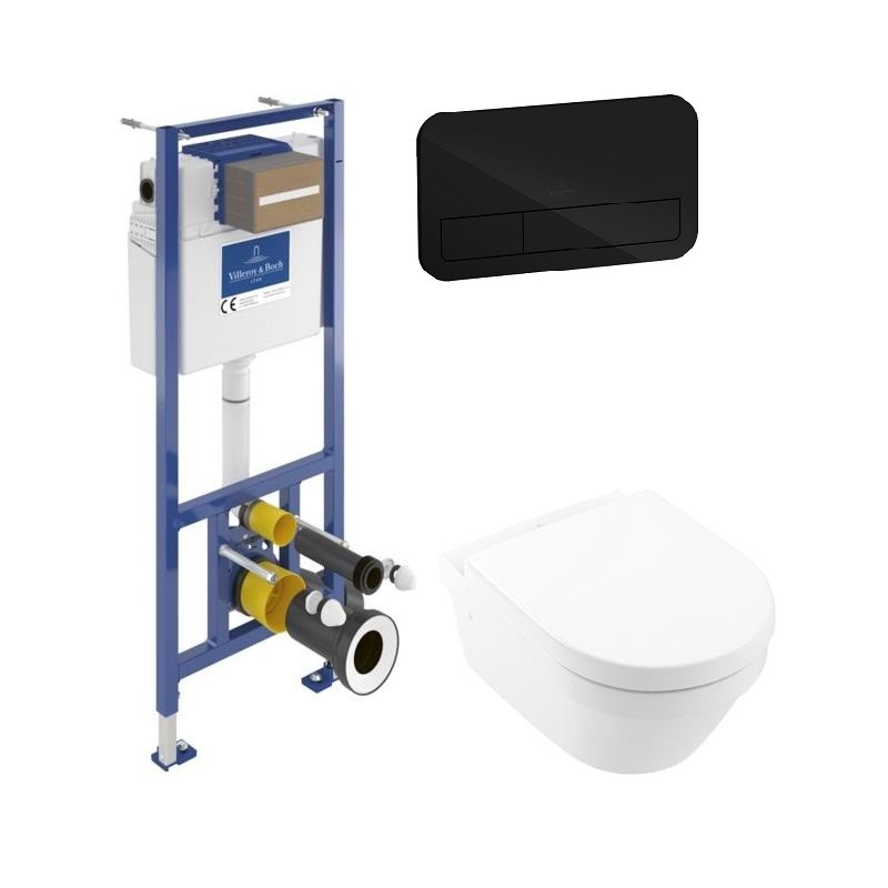 Villeroy & Boch predstenový modul ViConnect Pro S + WC misa ARCHITECTURA TwistFlush (e3), sedátko SoftClose, tlačítko čierne sk