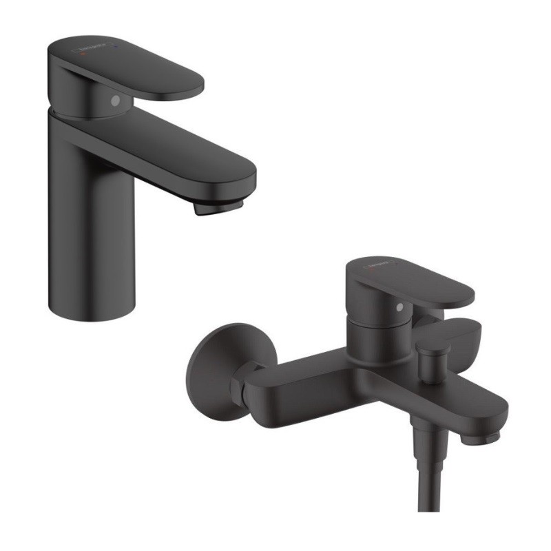 Hansgrohe VERNIS Blend set 2v1 vanová batéria 71440670 s umývadlovou batériou matná čierna 460027