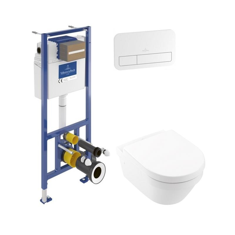 Villeroy & Boch predstenový modul ViConnect Pro S + WC misa ARCHITECTURA TwistFlush (e3), sedátko SoftClose, tlačítko biele