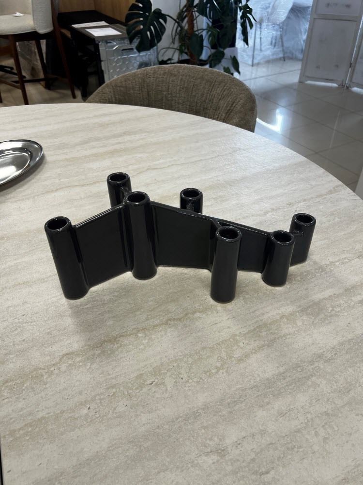 CALLIGARIS svietnik keramický CATHEDRAL, 13,5 cm, čierny - ROZBALENÝ TOVAR