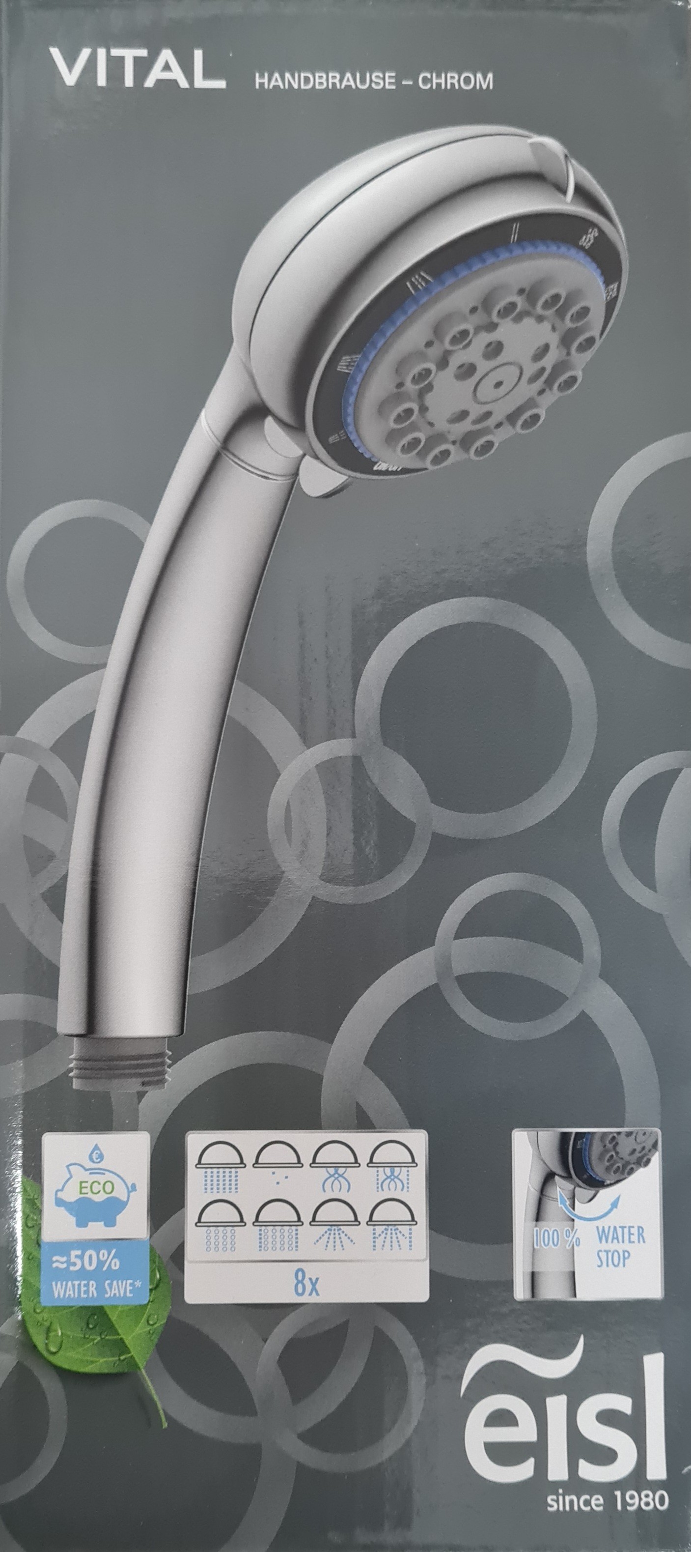 sprcha ručná DX3004 VITAL -8 polohová chróm