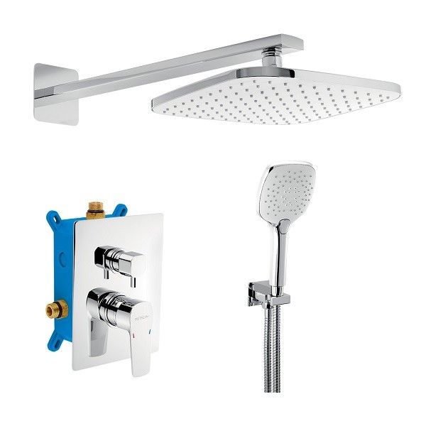 Novaservis Metalia 58 - Sprchový set s batériou pod omietku, 23x23 cm, 3 prúdy, chróm SADA58051R,0