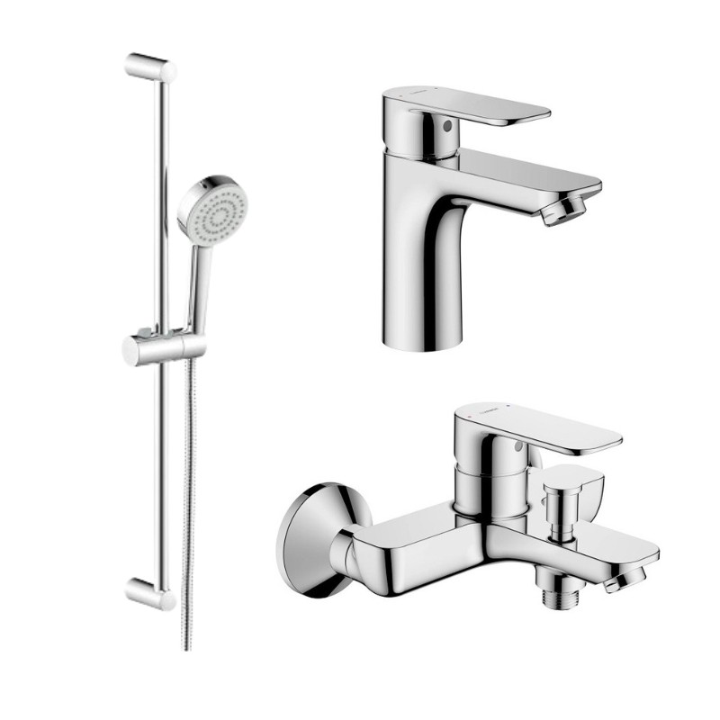 HANSA Basic set pre vaňu - vaňová batéria + umývadlová batéria + sprcha s tyčou 70cm, chróm
