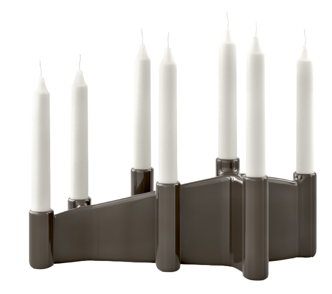 CALLIGARIS svietnik keramický CATHEDRAL, 13,5 cm, Glossy Dark Taupe / lesklá tmavošedá, M7176005 - ROZBALENÝ TOVAR