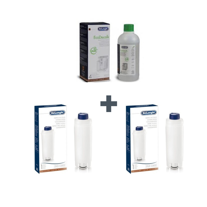 SET DELONGHI odvápňovač 500ml Eco Decalk + 2 x filter do kávovaru ECAM DLS C002